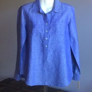 NWT TALBOTS WOMENS BLOUSE CHAMBRAY/DENIM LOOK   SP